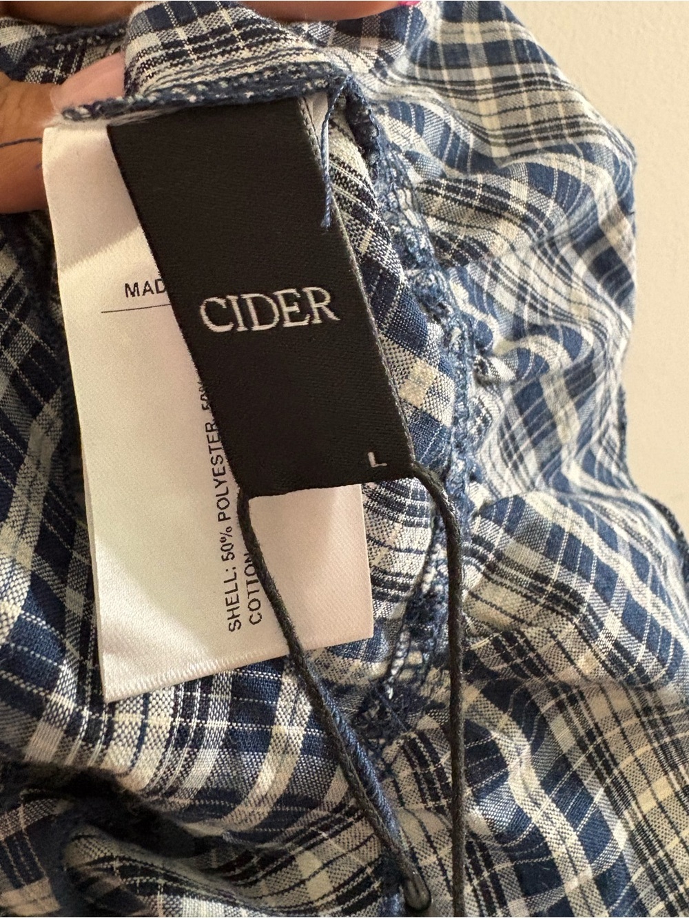 Cider Blue Plaid Ruffle Button-Front Blouse - Picture 3 of 3